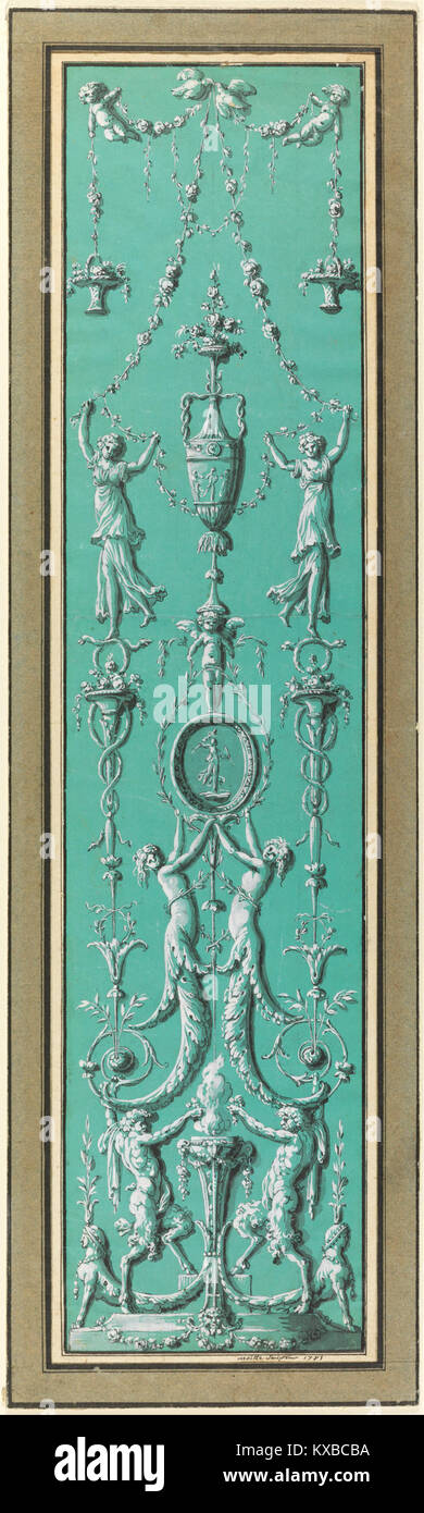 Il "pannello di arabeschi" di Jean-Guillaume Moitte è stato progettato per l'Hôtel de Salm di Parigi, mostrando la sua abilità nelle arti decorative e negli elementi di design neoclassici. Foto Stock