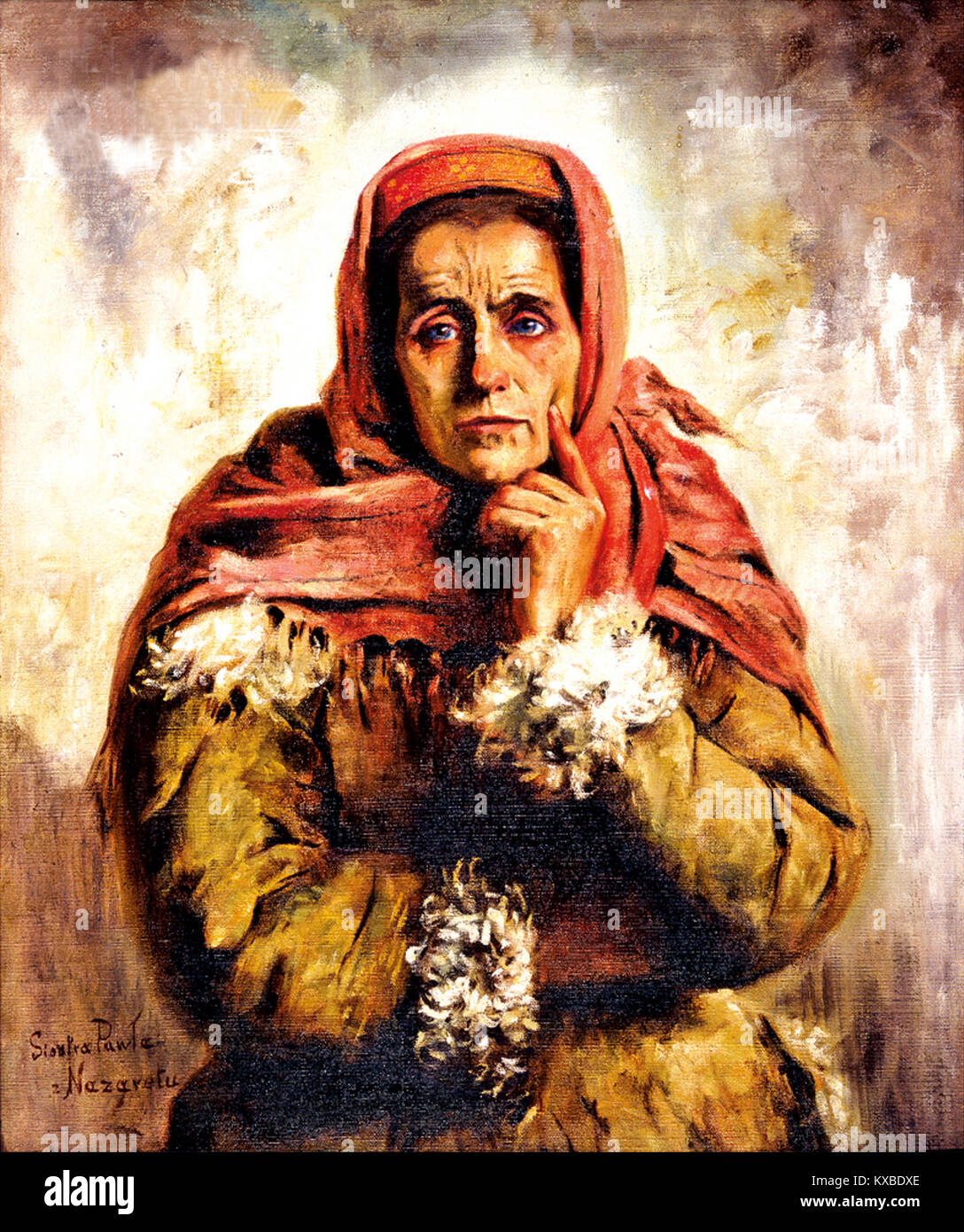 Maria Gażycz (1860-1935) è stata una pittrice polacco-bielorussa che ha creato l'opera «Wieśniaczka» («donna contadina»), raffigurante una figura femminile rurale con realismo diretto, riflettendo la sua formazione a Varsavia, Monaco e Parigi e la sua successiva vocazione come sorella Nazareth. Foto Stock