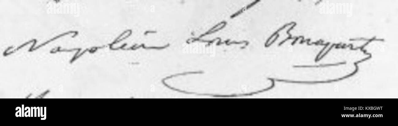 Un documento del 1848 con la firma di Luigi Napoleone Bonaparte, che in seguito sarebbe diventato imperatore Napoleone III di Francia. La firma segna la sua identità prima della sua ascesa al potere. Foto Stock