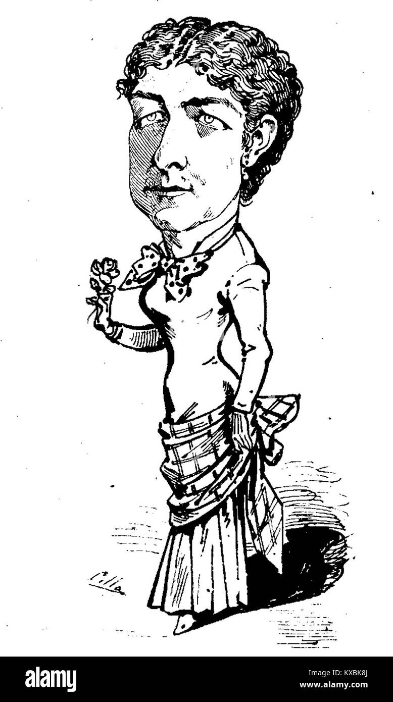 Un ritratto ritagliato dal numero del 1881 della rivista *Cómico* di Madrid, che mostra María Álvarez Tubau, un'attrice spagnola di spicco e figura culturale della Spagna del tardo XIX secolo. Foto Stock