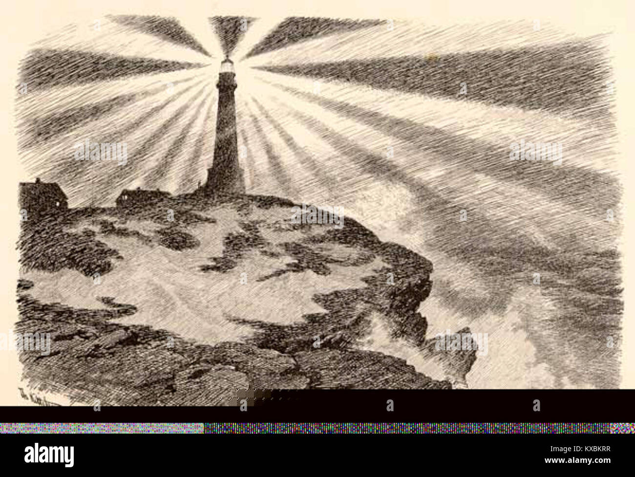 Skomvaer r - faro costruito nel 1887 - Faro di Skomvaer -1891 Foto Stock