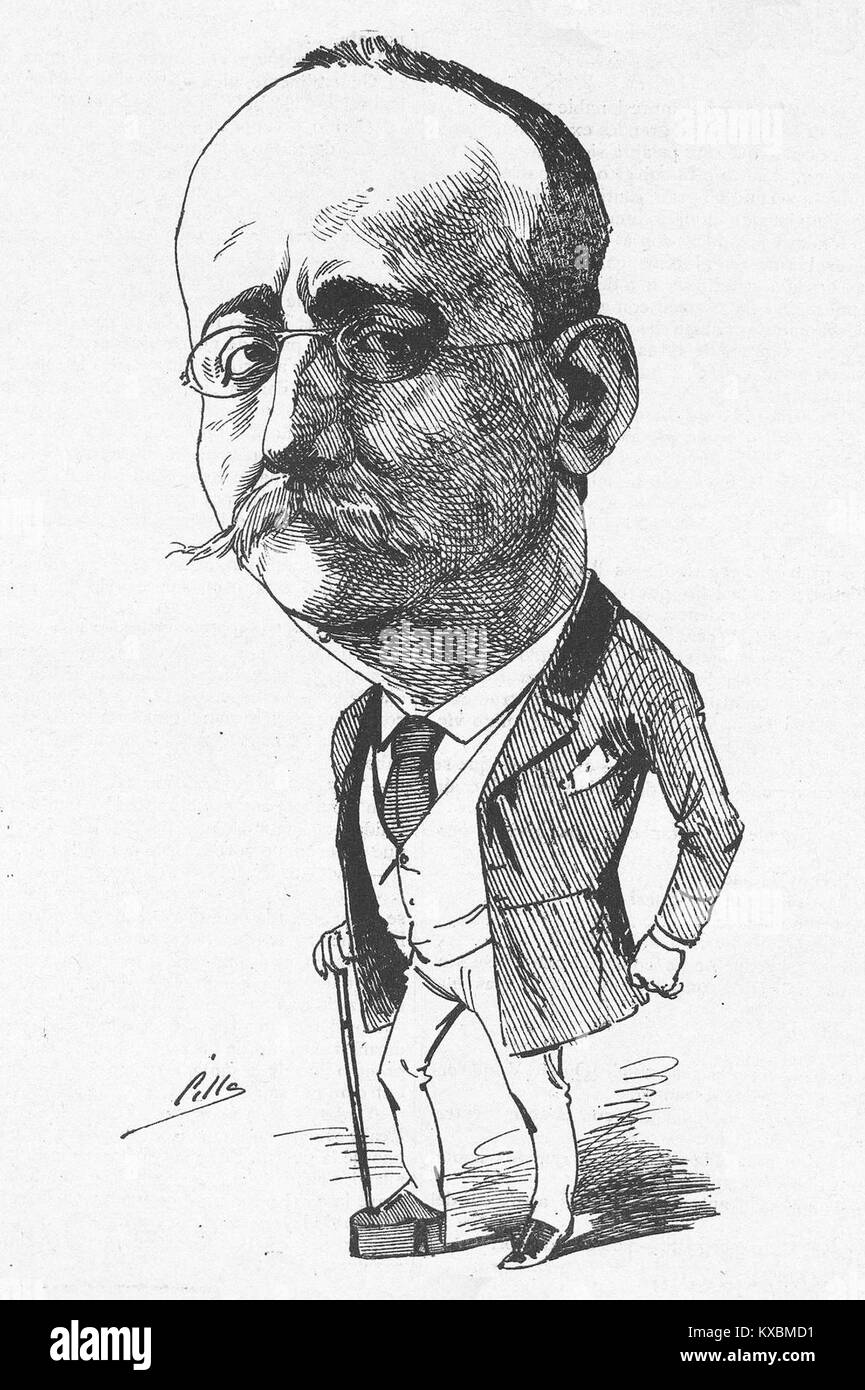 Un'illustrazione del 1885 della rivista satirica spagnola "Madrid Cómico" di Enrique Hernández, raffigurante Cilla, un personaggio che simboleggia il commento sociale o culturale della Spagna del tardo XIX secolo. Foto Stock