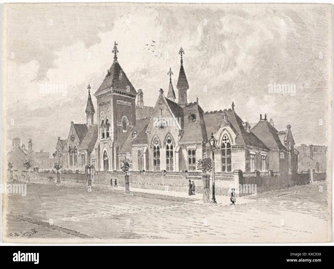 La St. George's Road Board School, fondata intorno al 1883, è un esempio di architettura educativa di epoca vittoriana, che riflette il design del XIX secolo e l'educazione comunitaria in Gran Bretagna. Foto Stock