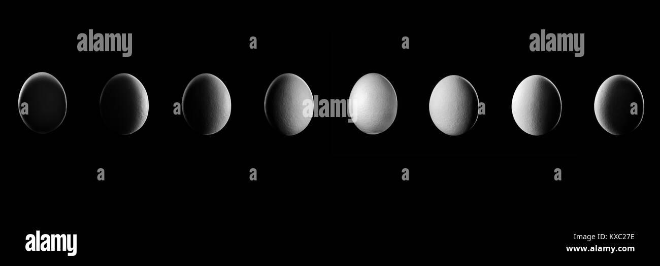 Fase lunare mostra da uovo nella notte con shadow Planet Foto Stock