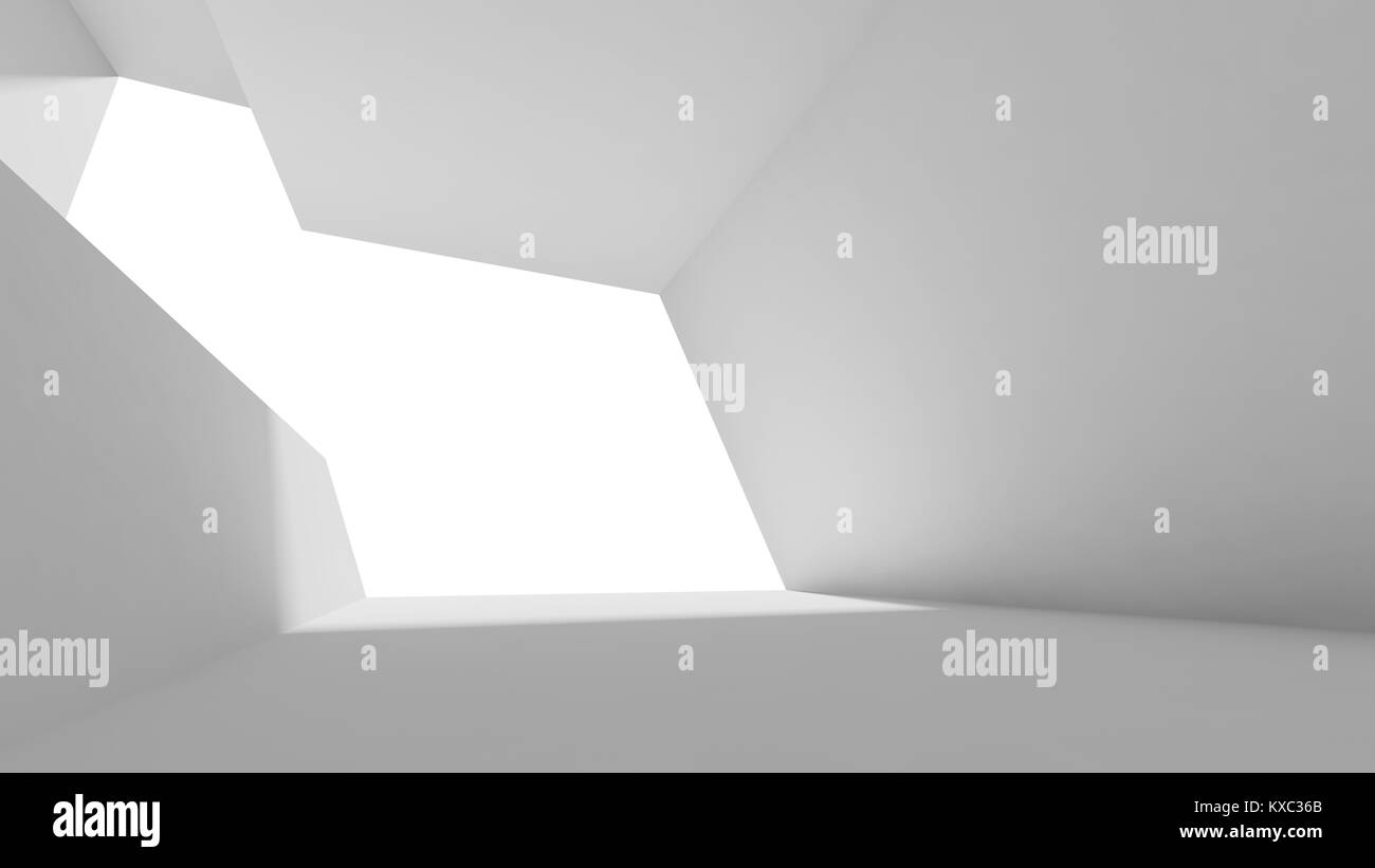 Interni astratti sfondo bianco, camera con finestra vuota, 3d illustrazione Foto Stock