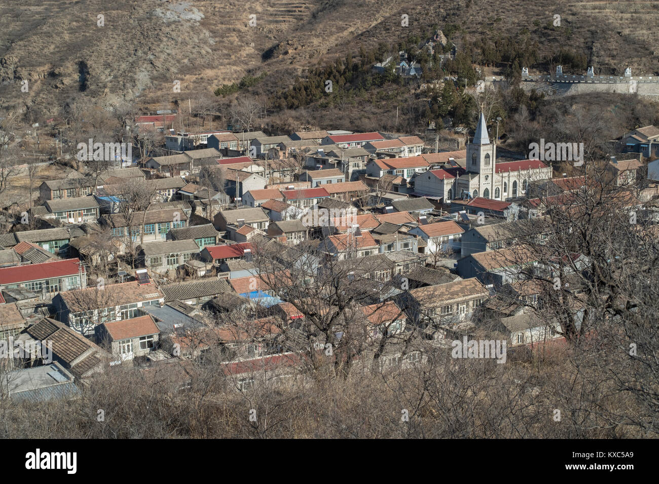 Sacro Cuore di Gesù chiesa nel villaggio di Housangyu, 70 chilometri a ovest del centro di Pechino, una delle più antiche chiese in Cina. 25-Dec-2017 Foto Stock