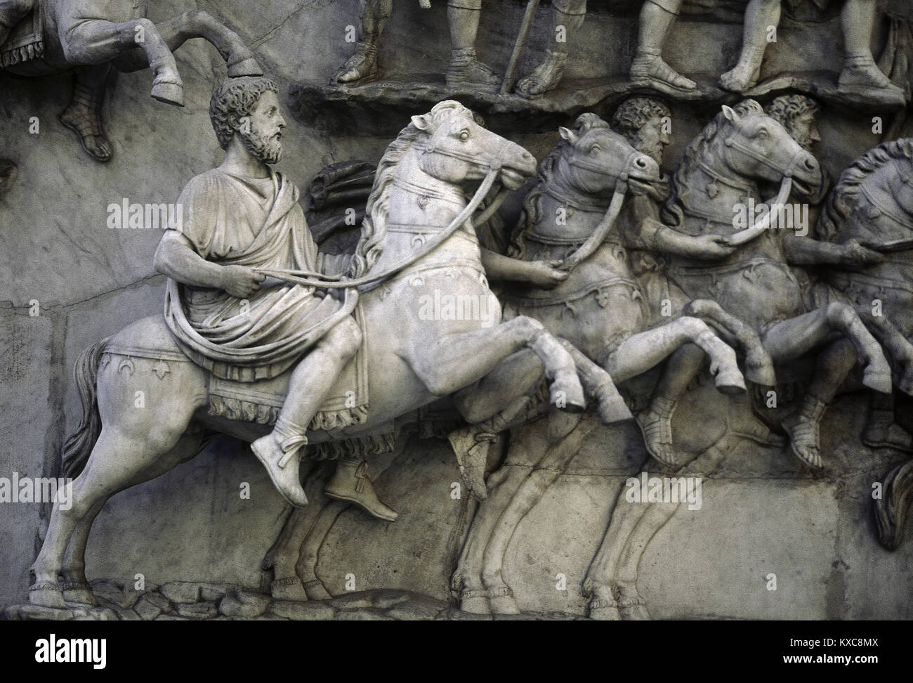 Antonino Pio (86-161). Imperatore romano da 138-161. Dare buoni imperatori. Nerva-Antonine dinastia. Base della colonna di Antonino Pio, 161 C.E. Il marmo. Musei Vaticani. Foto Stock