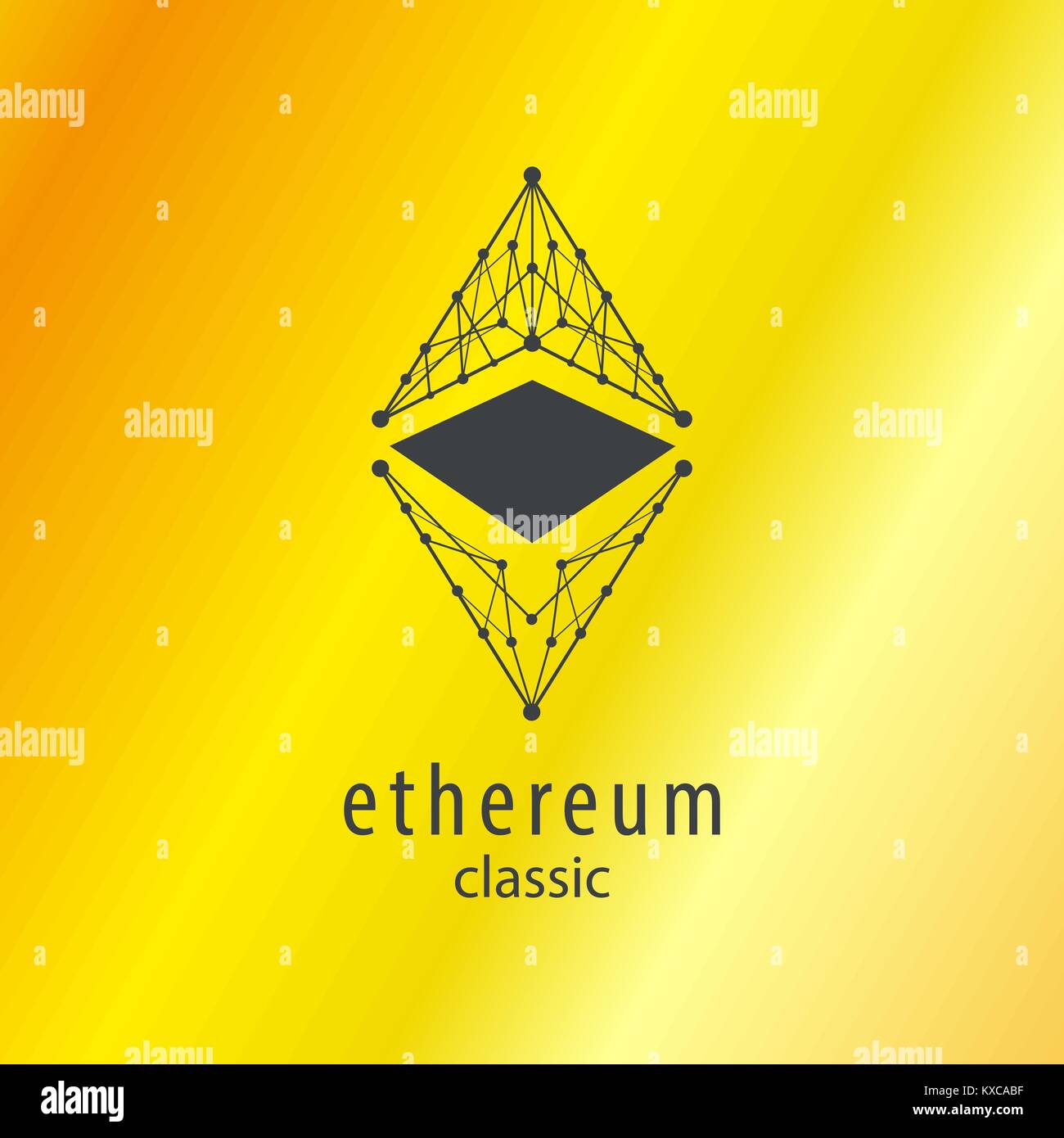 Ethereum Classic Simbolo icona Vettore con sfondi dorati, illustrazione, file EPS Illustrazione Vettoriale