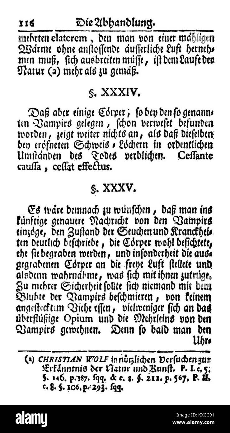 L'opera intitolata "Vernünftige und Christliche Gedancken über die Vampirs - 116" continua la discussione sui vampiri da un punto di vista cristiano e razionale, probabilmente scavando nel rapporto tra fede e ragione per quanto riguarda il soprannaturale. Foto Stock