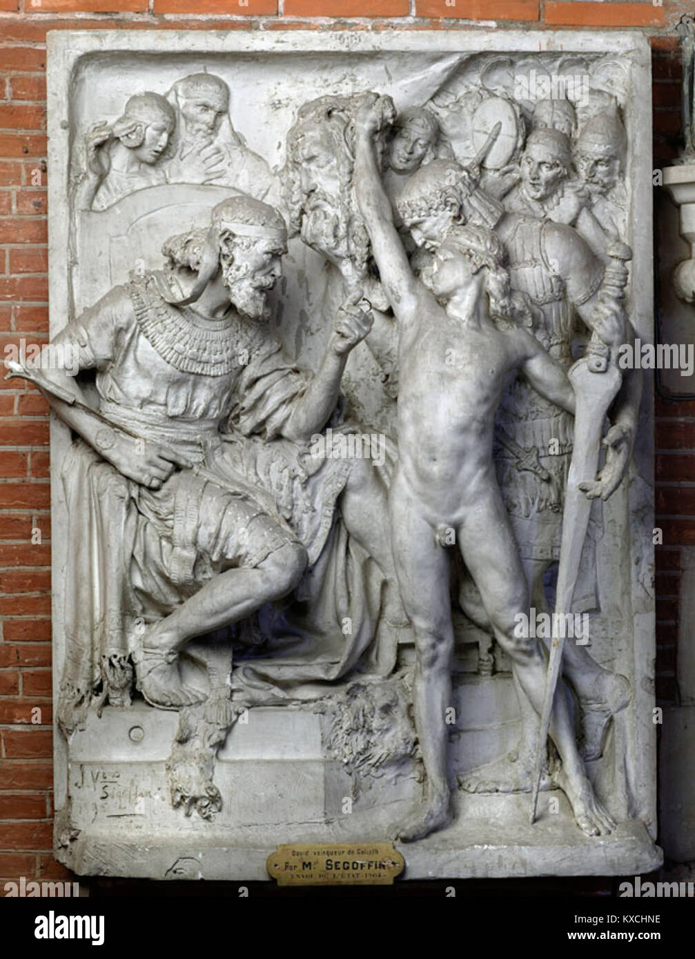La scultura di Victor Ségoffin "David vainqueur de Golath", esposta al Musée des Augustins nel 2004, raffigura la storia biblica di Davide che sconfigge Golia, esemplificando l'interpretazione artistica drammatica. Foto Stock