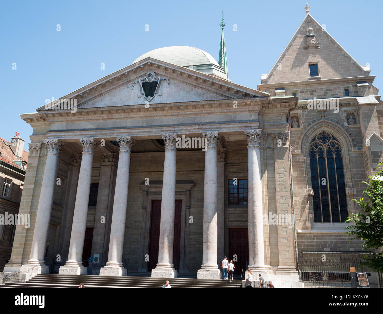 Facciata di Ginevra la Basilica di San Pietro Foto Stock