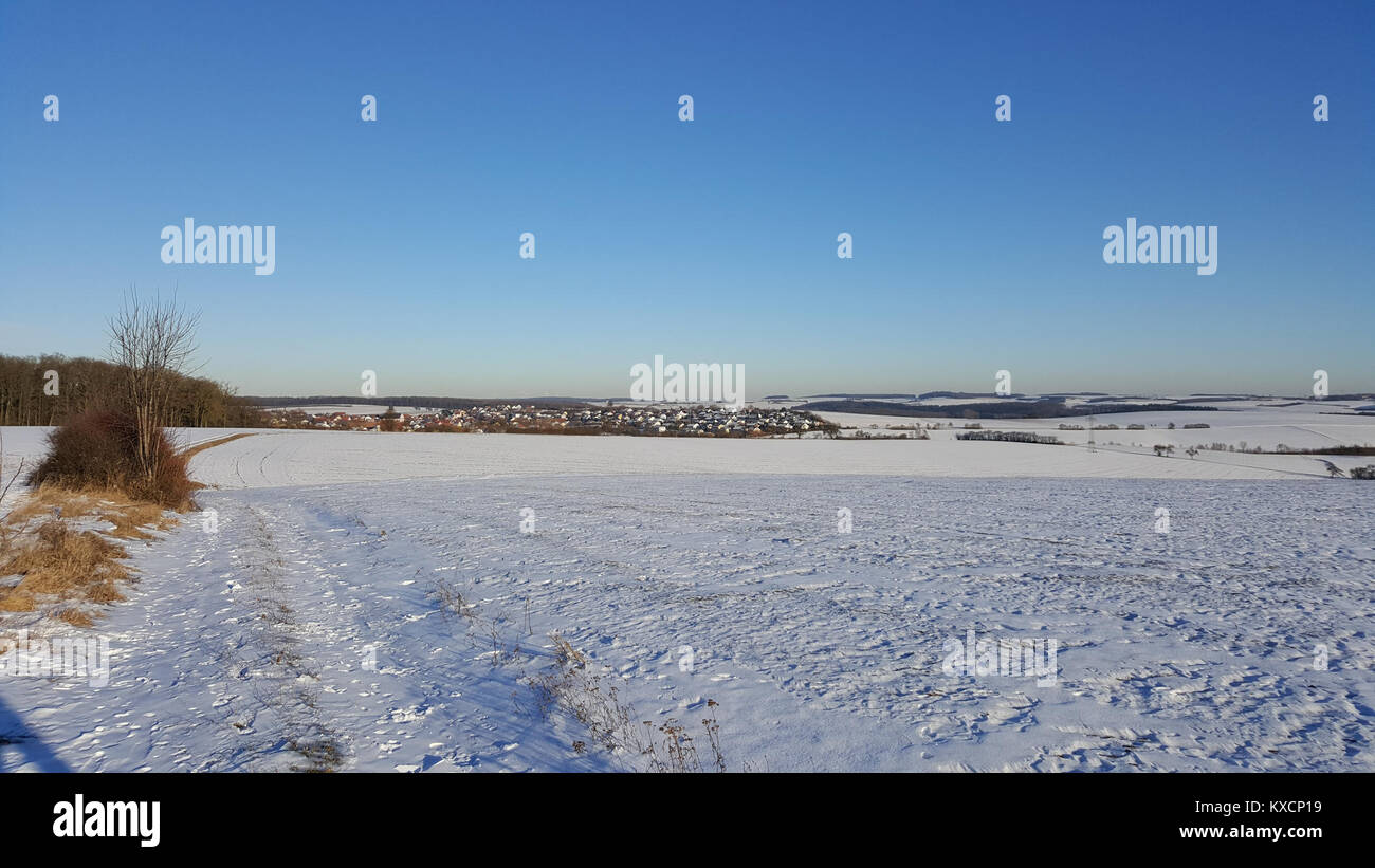2017-01-20 Blick auf Großrinderfeld im inverno - 1 Foto Stock