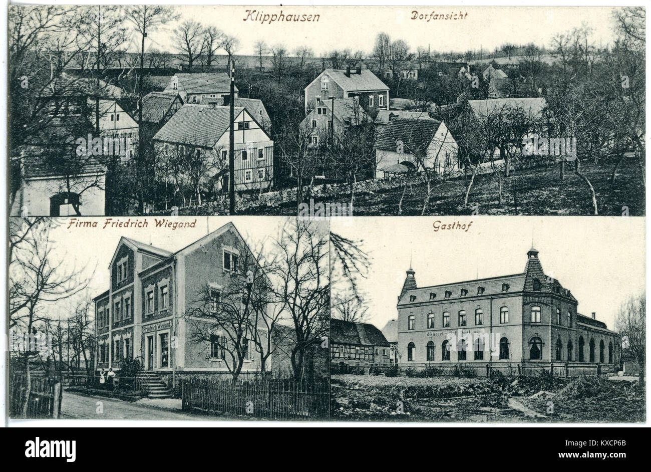 20209-Klipphausen-1916-Ortsansicht und Gasthof-Brück & Sohn Kunstverlag Foto Stock