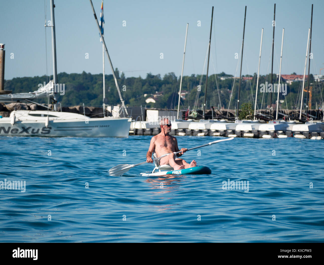 Canoa Lago di Ginevra Foto Stock