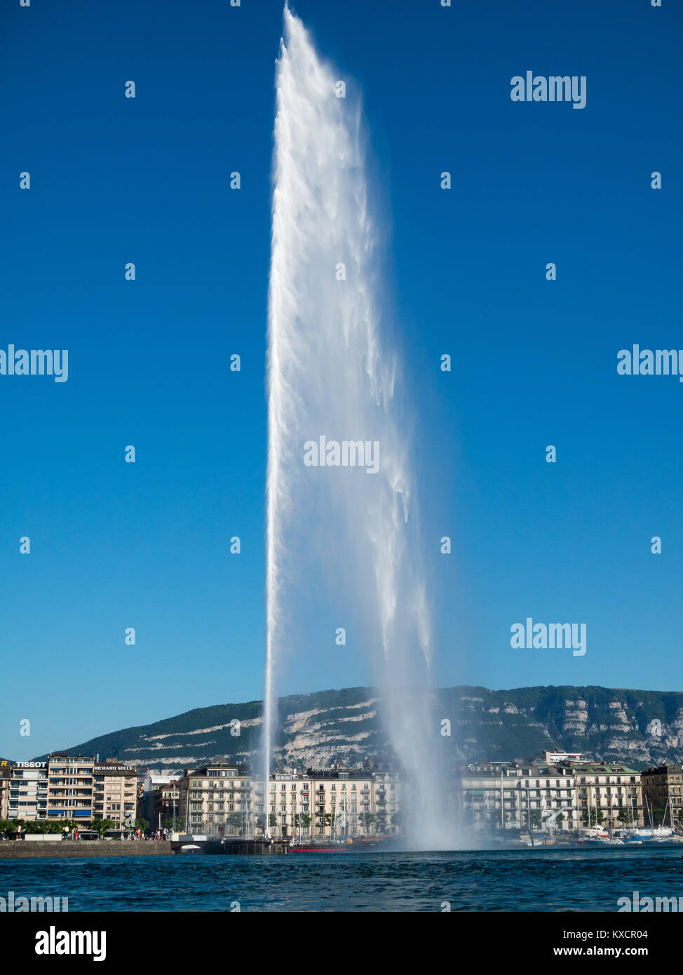 Il lago di Ginevra a getto di acqua Foto Stock