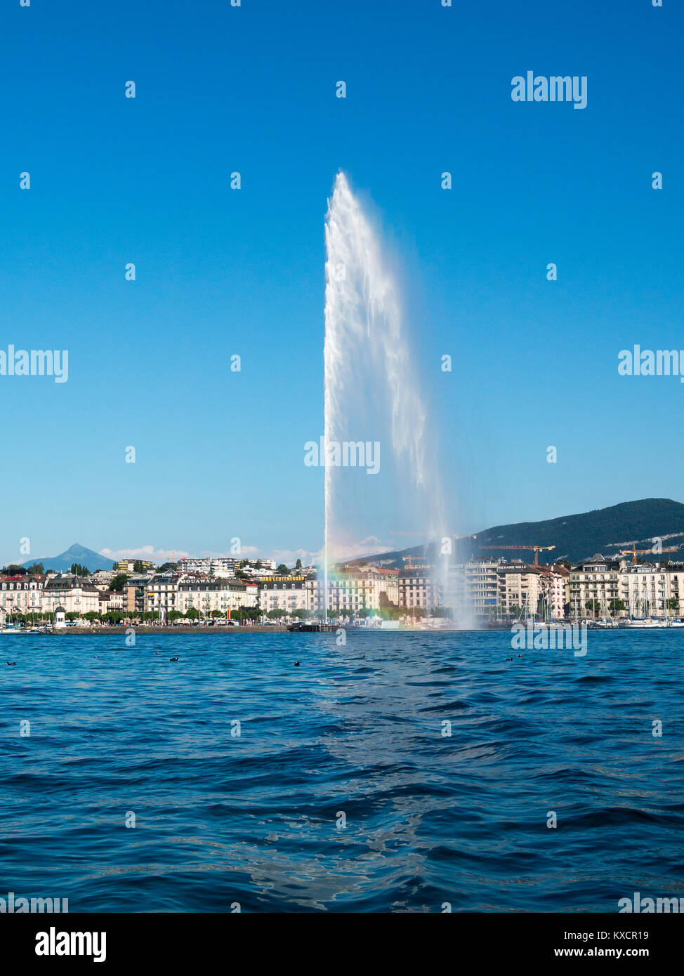 Il lago di Ginevra a getto di acqua Foto Stock