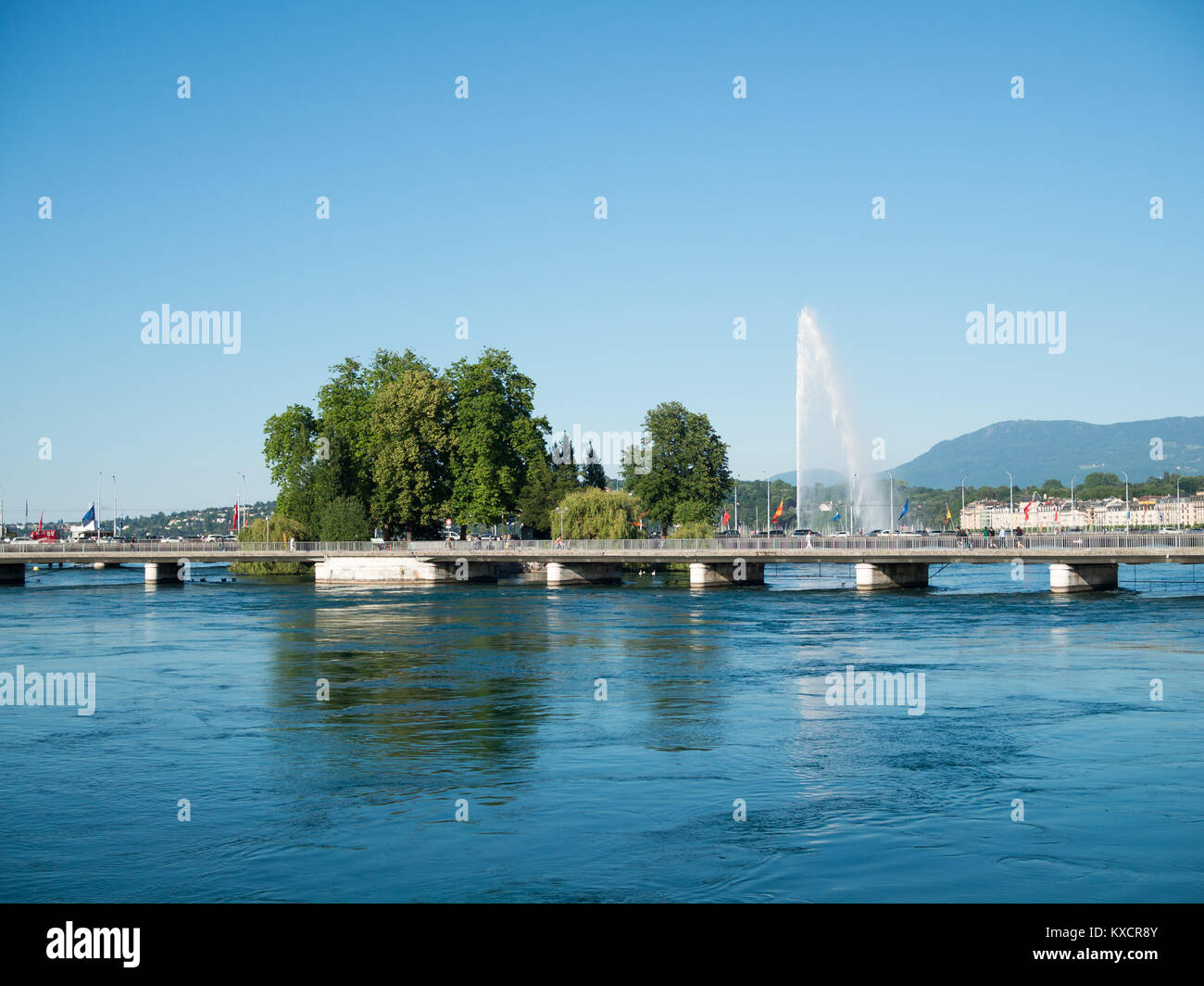 Il lago di Ginevra Jet d'Eau Foto Stock