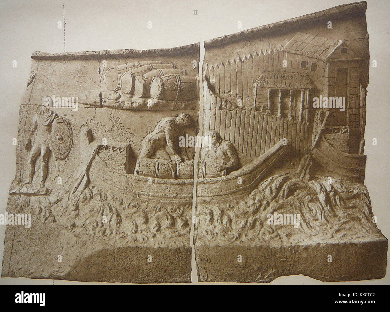 Questo titolo si riferisce a un'immagine o un'illustrazione di "Die Reliefs der Traianssäule" di Corrado Cichorius, incentrata su una porzione della Tavola V, raffigurante rilievi della colonna di Traiano a Roma. Foto Stock