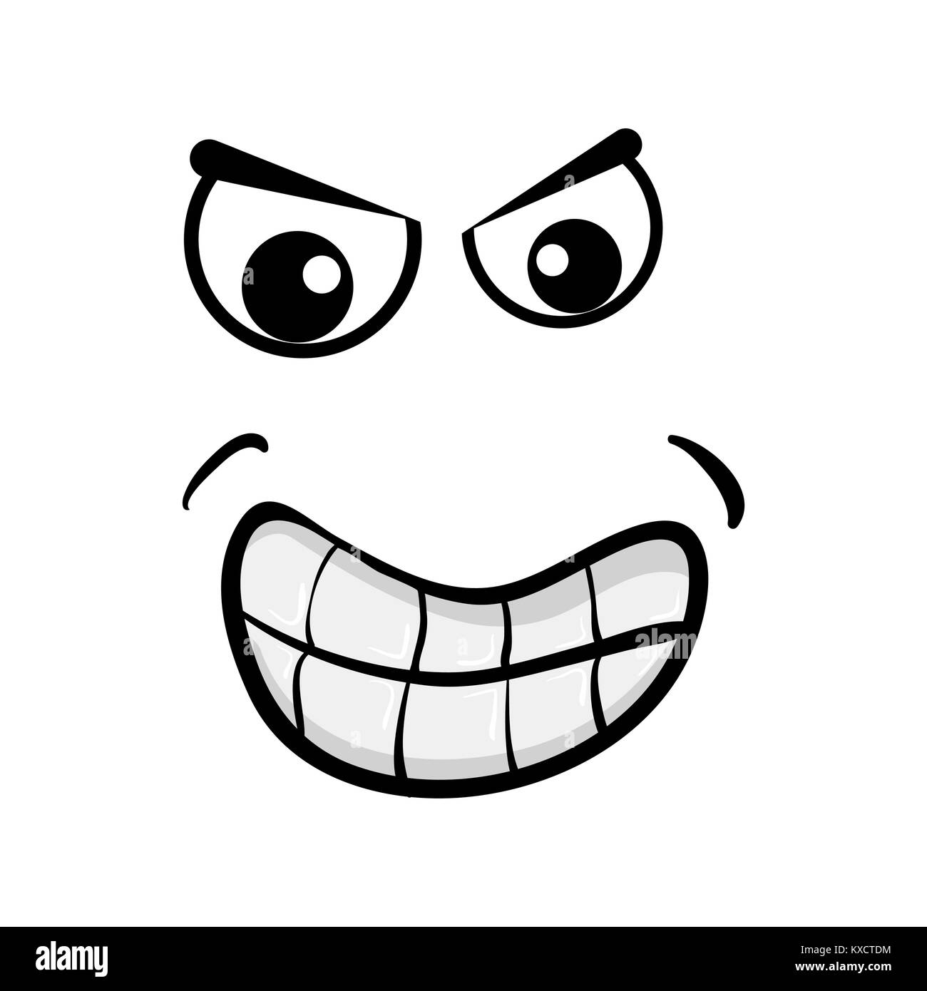 Cartoon volto arrabbiato isolati su sfondo bianco Illustrazione Vettoriale