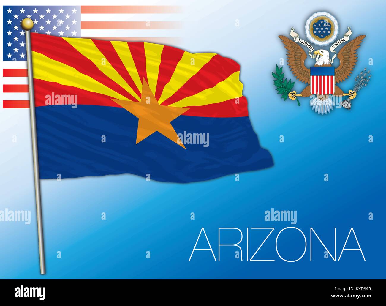 Arizona stato federale bandiera, Stati Uniti Illustrazione Vettoriale