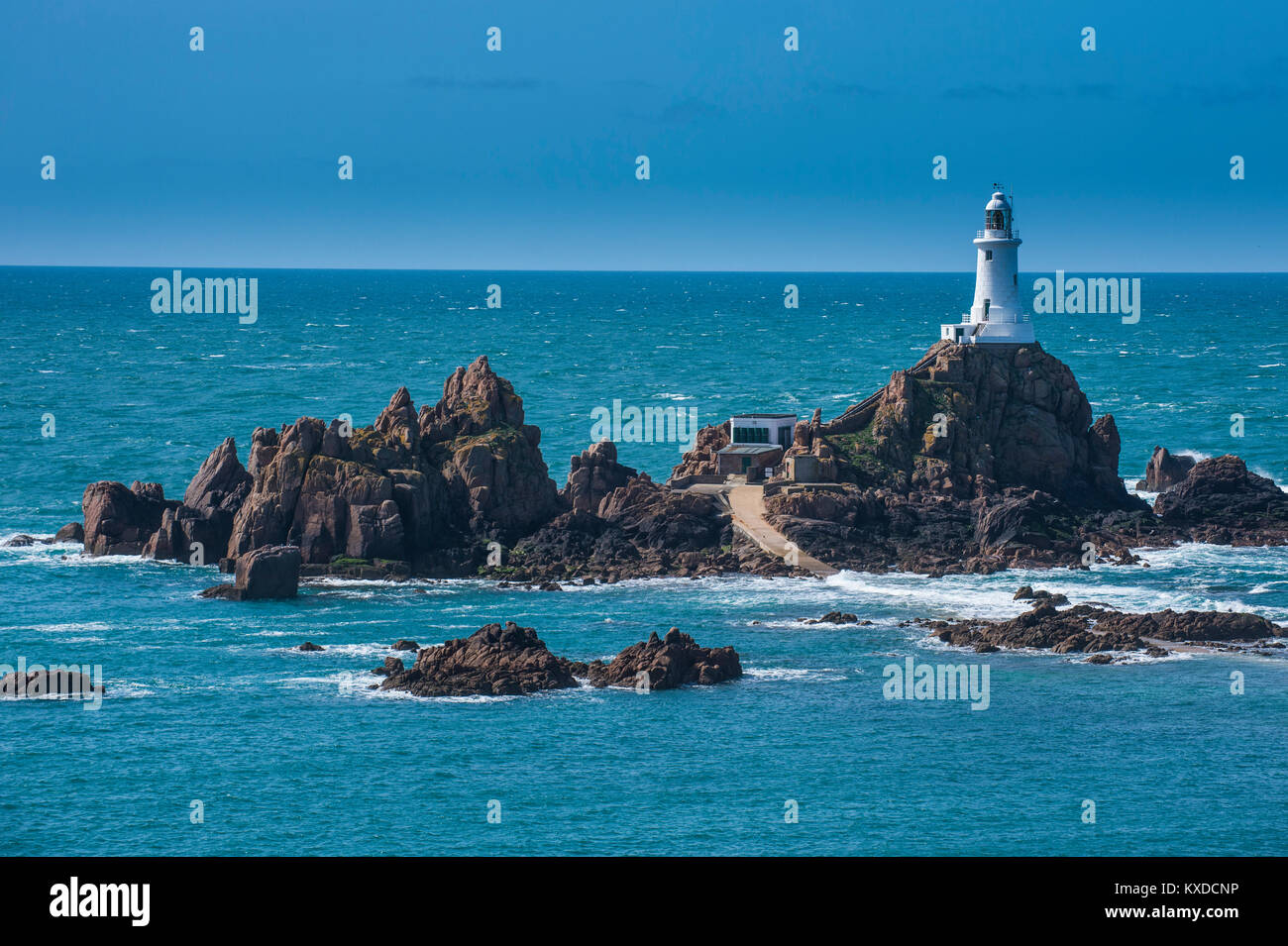 La Corbiere lighthouse,Jersey,Isole del Canale,Regno Unito Foto Stock