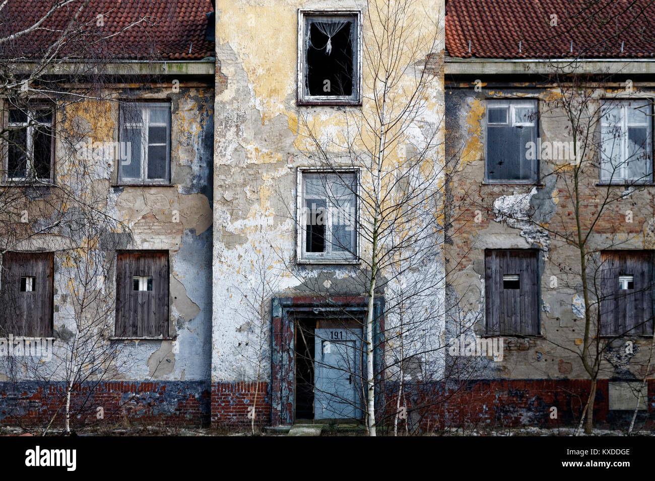 Fassace,abbandonato,abbandonato caserma russo,russo caserma vicino a Nauen, Brandeburgo, Germania Foto Stock