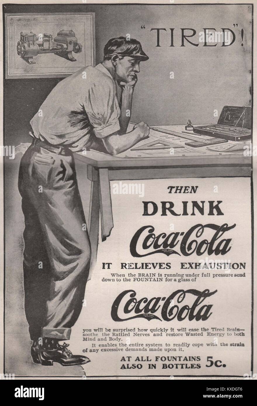 "Stanco'! Quindi bere Coca Cola allevia esaurimento a tutte le fontane anche in bottiglie 5c Foto Stock
