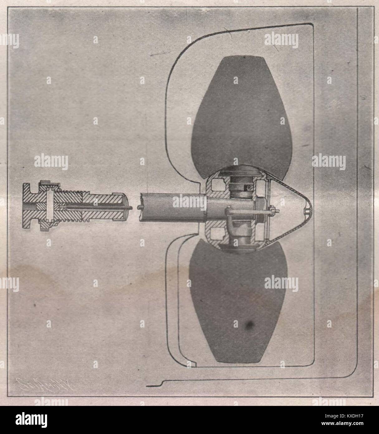 Elica di sfrangiamento del 'R.C. Rickmers,' con le lame gettato parallelo con la chiglia per la vela Foto Stock