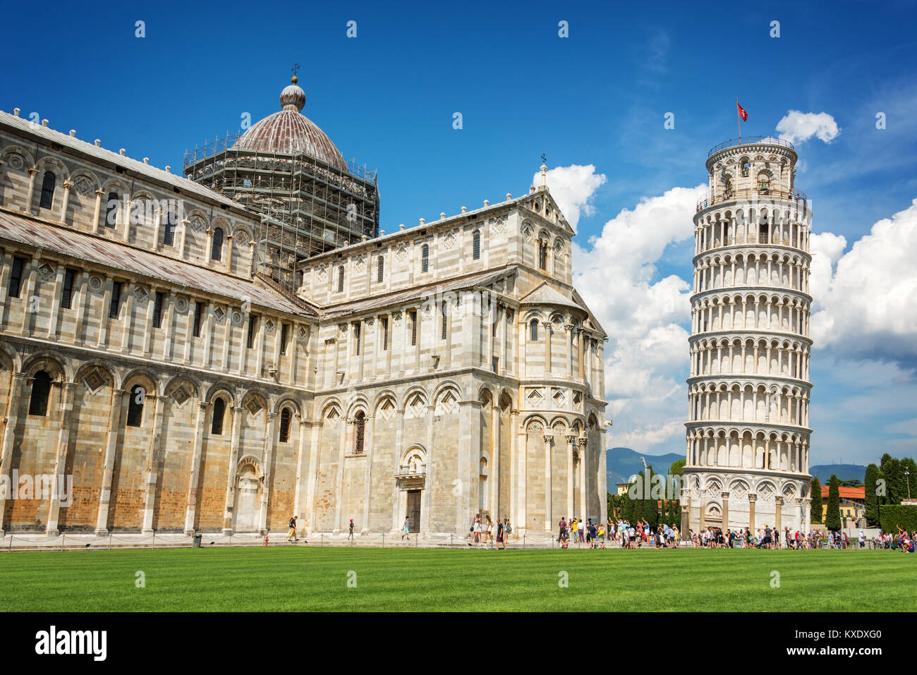 Torre pendente di Pisa e il Duomo di Pisa, Toscana, Italia Foto Stock