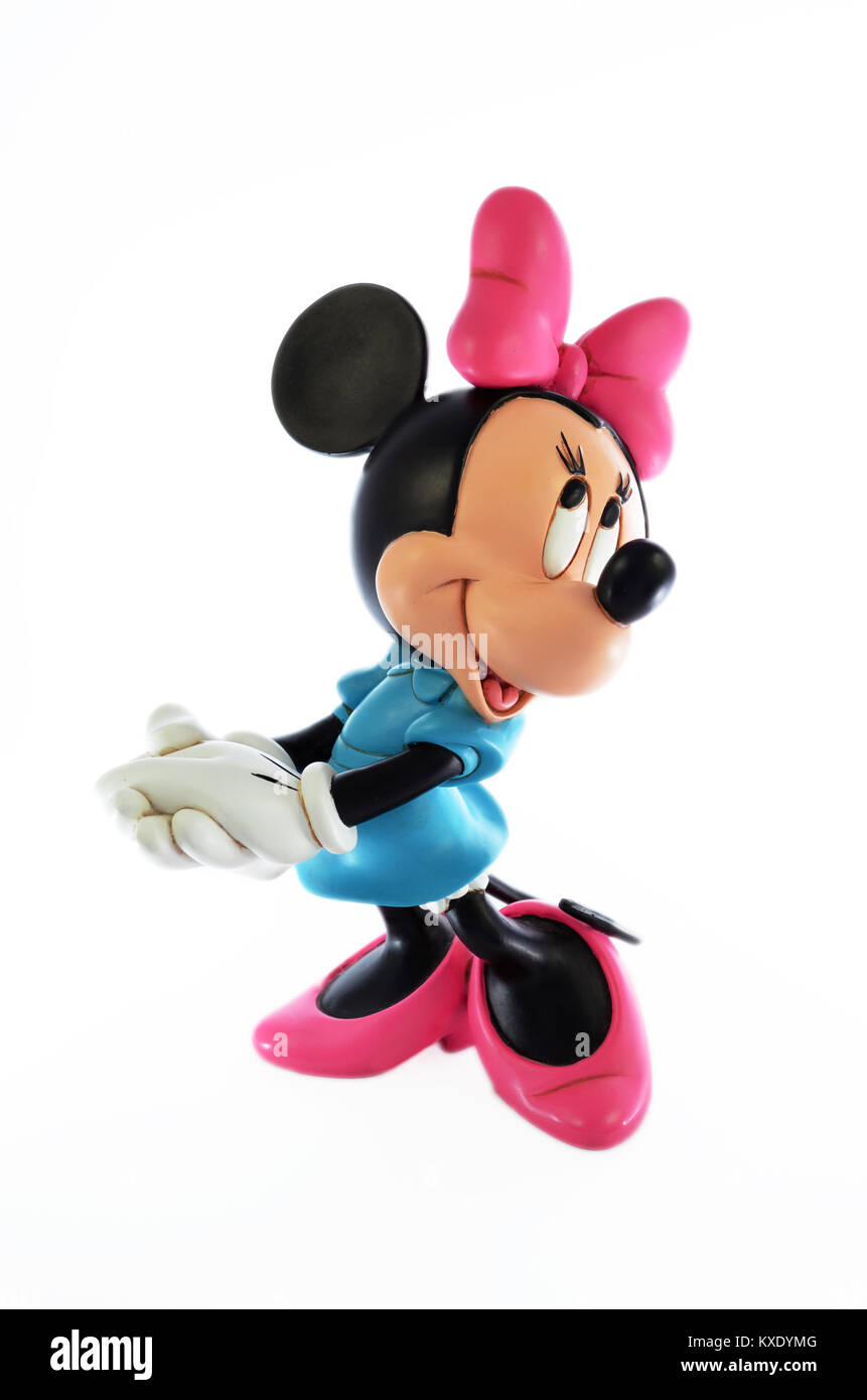 Minnie Mouse Disney figura la parte di una grande collezione privata di grandi figure e originale Disney store visualizzare figure. Minnie mouse in una sua lei pone. Foto Stock