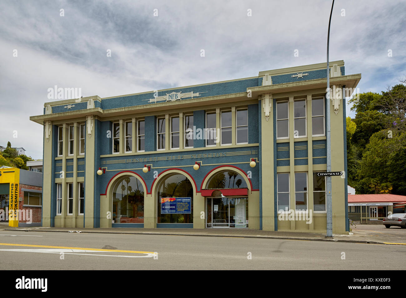 Art Deco la stazione dei vigili del fuoco, Tennyson Street, Napier, Nuova Zelanda Foto Stock