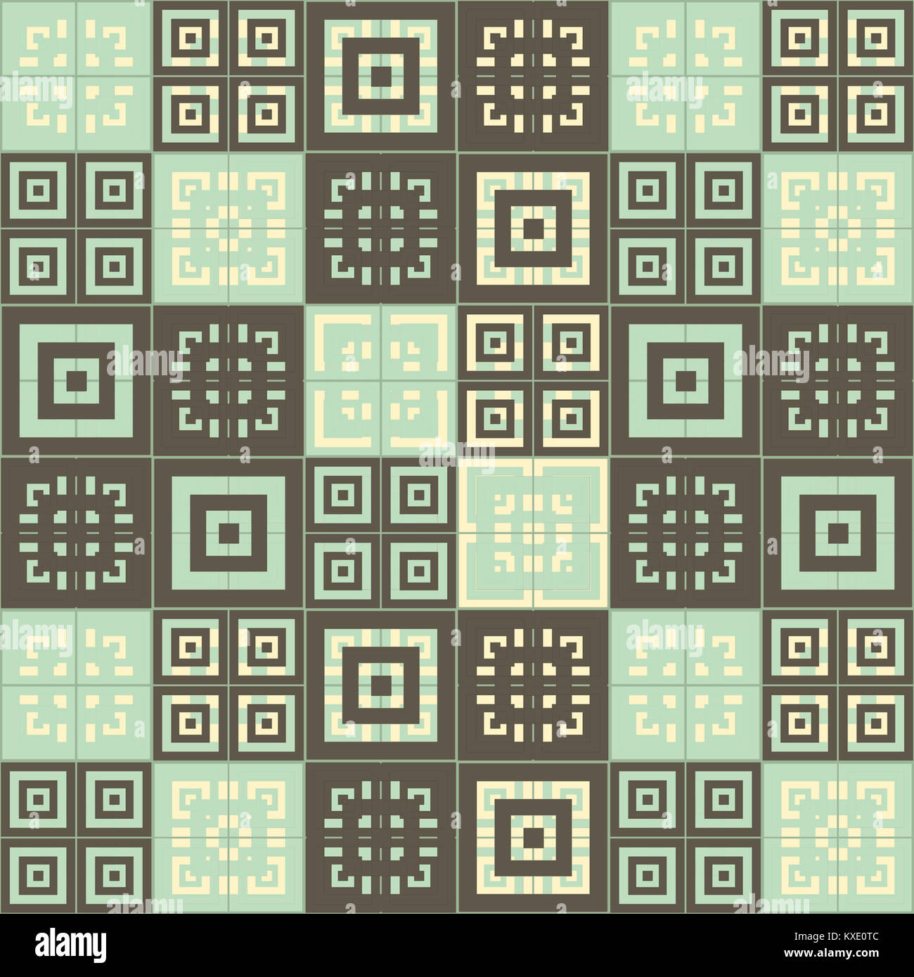 Marrone e blu greensquares all'interno di piazze cube sfondo pattern Foto Stock