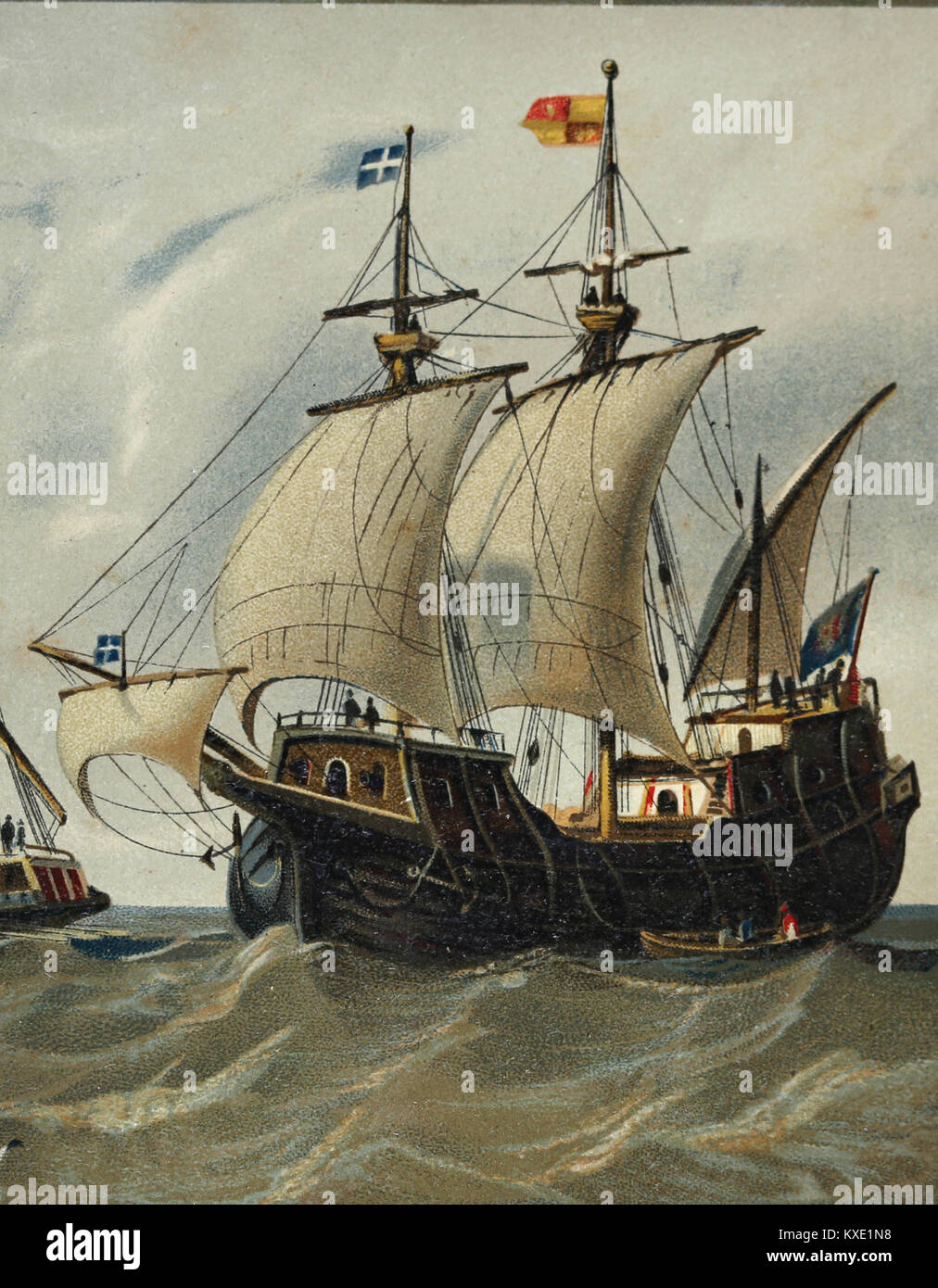 La mezza età. Caracca. Tre-masted oceano-goig vela. Xiv-XV secolo. Foto Stock