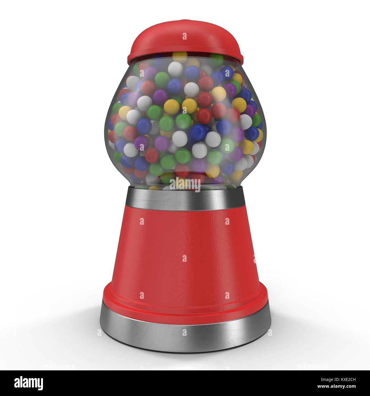 Gumball distributore riempito con colorati gumballs isolato su bianco. 3D illustrazione Foto Stock
