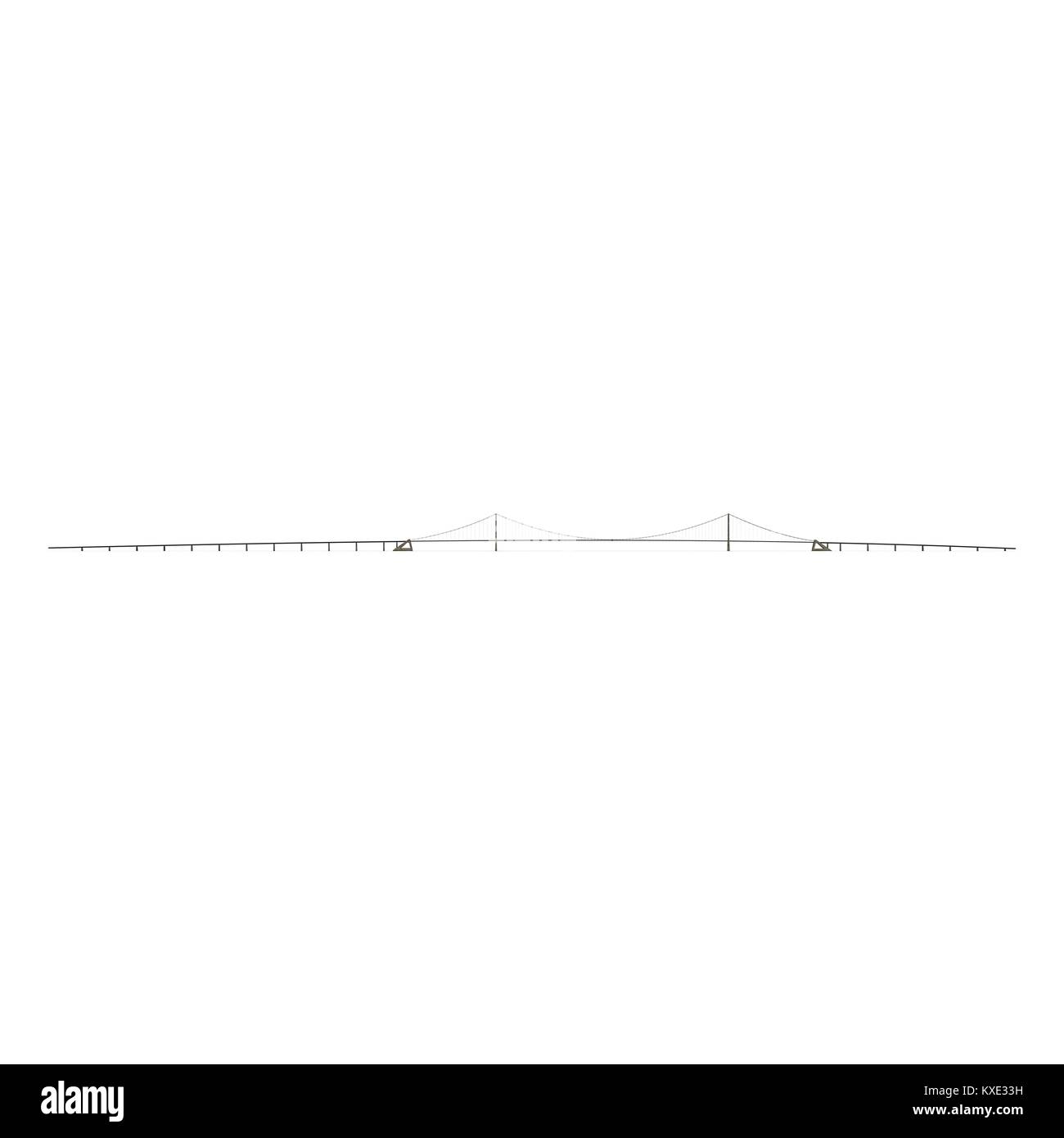 Cinghia grande collegamento fisso sul ponte bianco. 3D illustrazione Foto Stock