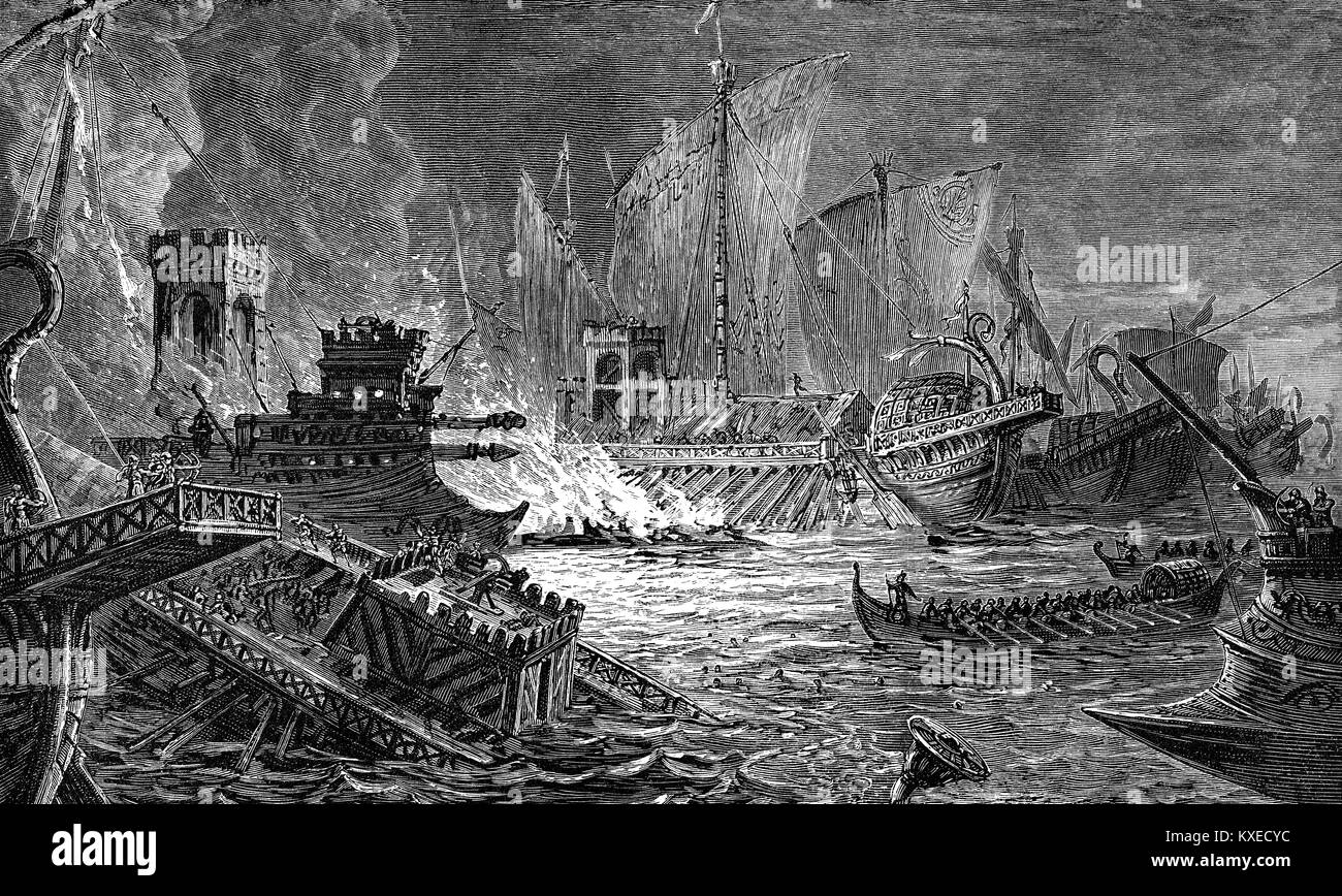 La battaglia di Azio il 2 settembre 31 BC, Mar Ionio, Grecia Foto Stock