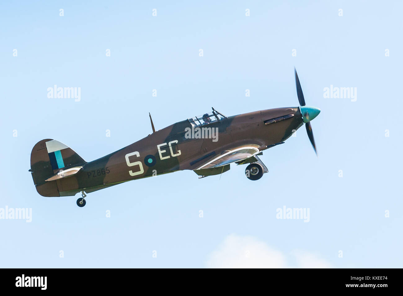 Uragano PZ865 (Mk IIc) Battaglia di Bretagna settantacinquesimo anniversario a Goodwood (RAF Westhampnett) Foto Stock