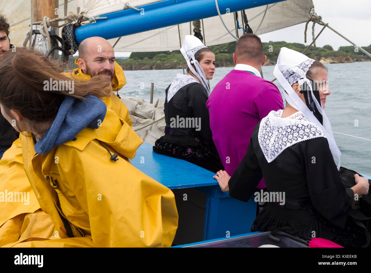 Folklore evento in Plougaste-Daoulas, Brittany ,Fête du maërl à -Plougastel Daoulas ,Bretagne ,Francia Foto Stock