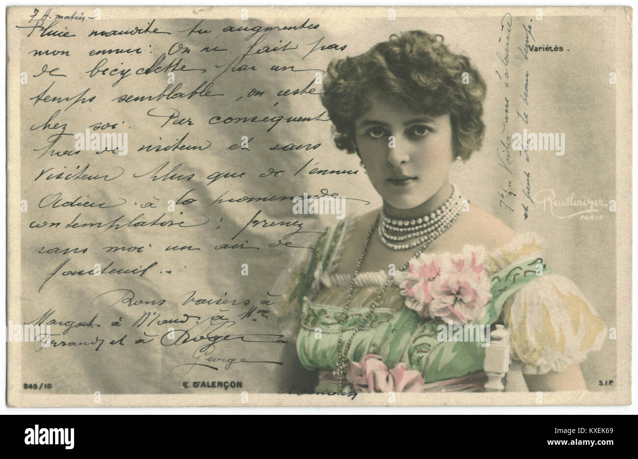 Un ritratto di Emilienne d'Alenceon, attrice e ballerina francese dell'epoca della Belle Époque, catturato dal fotografo Reutlinger come parte della serie Variétés. Foto Stock