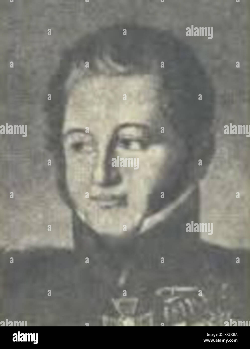 Ritratto di Alexander Lvovich Davydov (1773-1833), maggiore generale dell'esercito imperiale russo che prestò servizio durante le guerre napoleoniche. Foto Stock