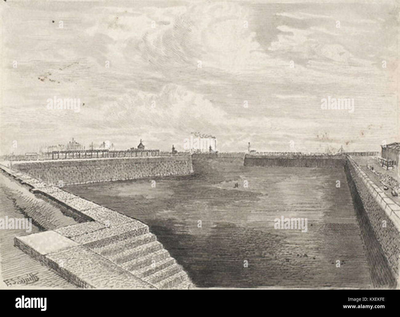 Alexandra Dock in via di completamento , Maggio 1883 Foto Stock