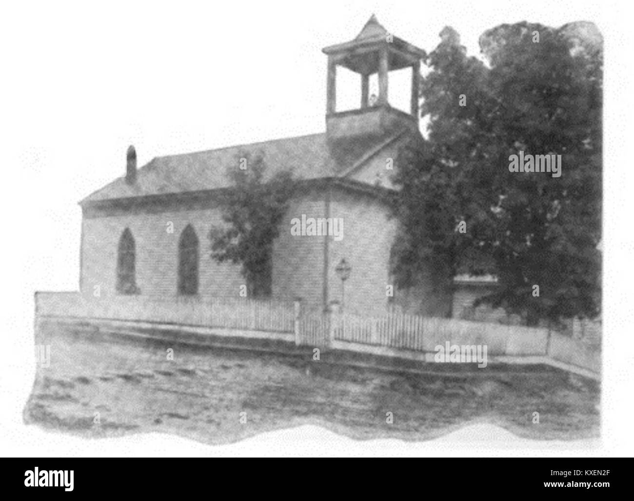 La Chiesa episcopale di All Saints a Union, West Virginia, è un edificio storico caratterizzato da elementi architettonici in stile neogotico e che serve la comunità episcopale locale. Foto Stock