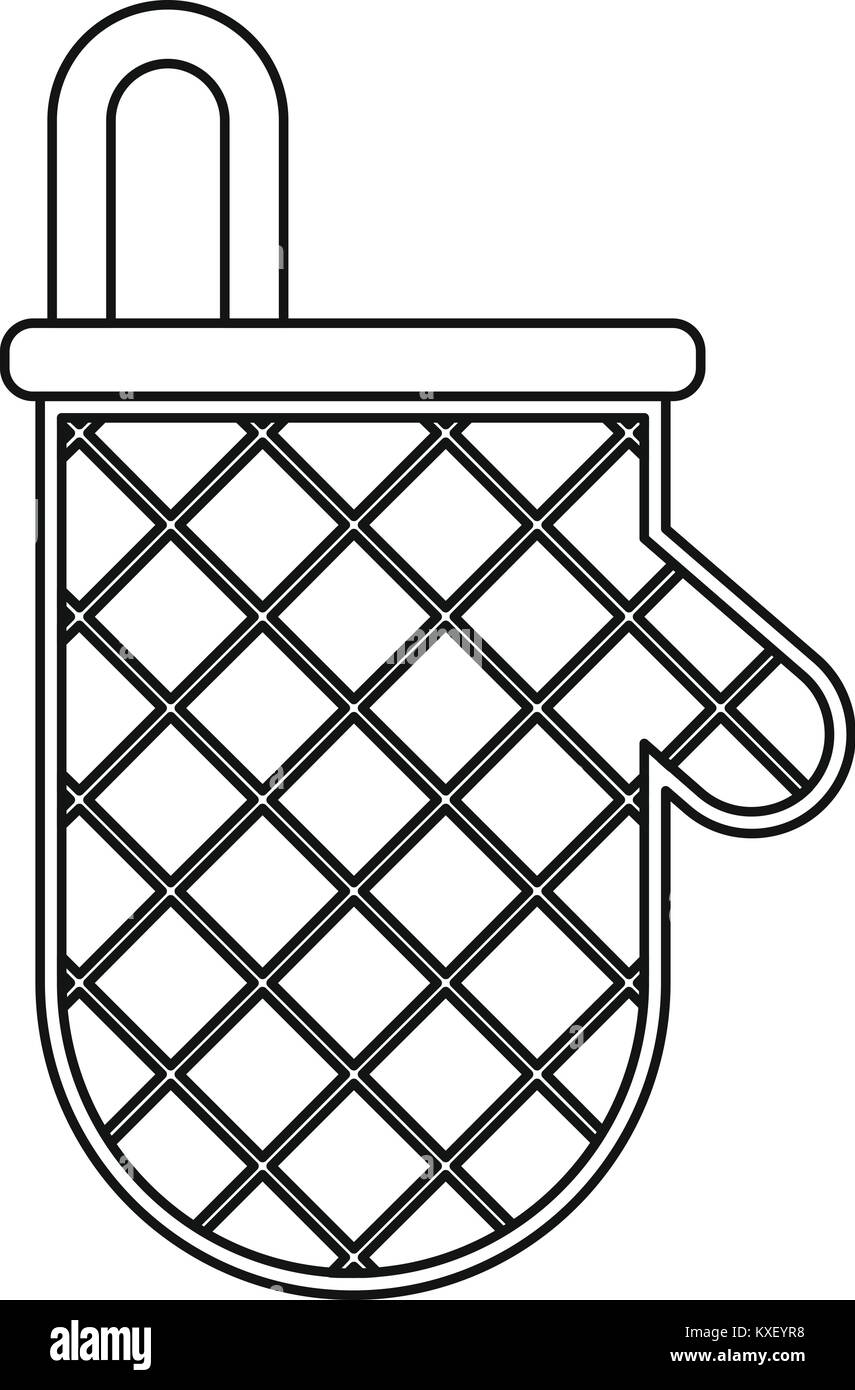 Forno mitten icona, stile contorno Illustrazione Vettoriale