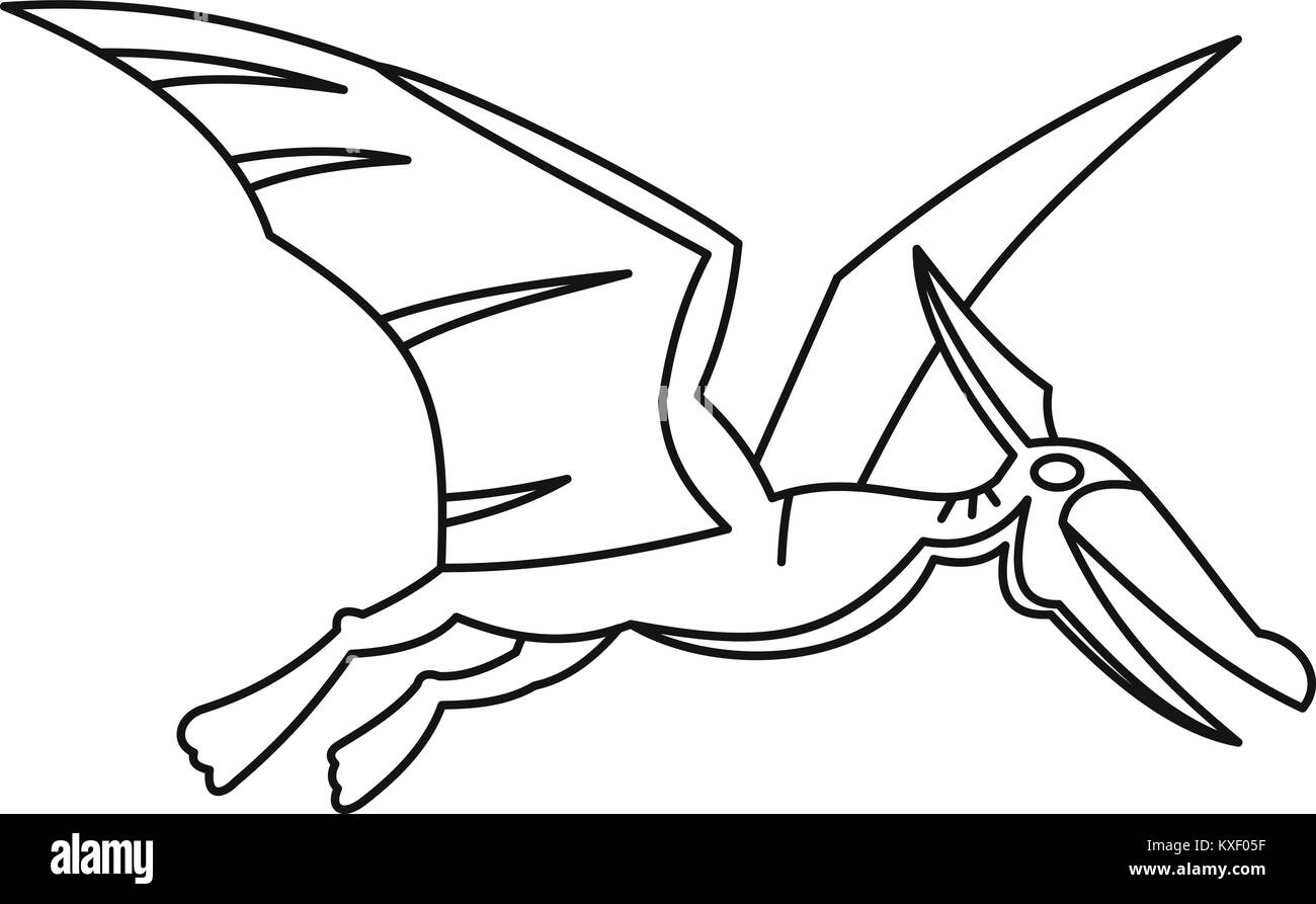 Dinosauro alato di icona di stile di contorno Illustrazione Vettoriale