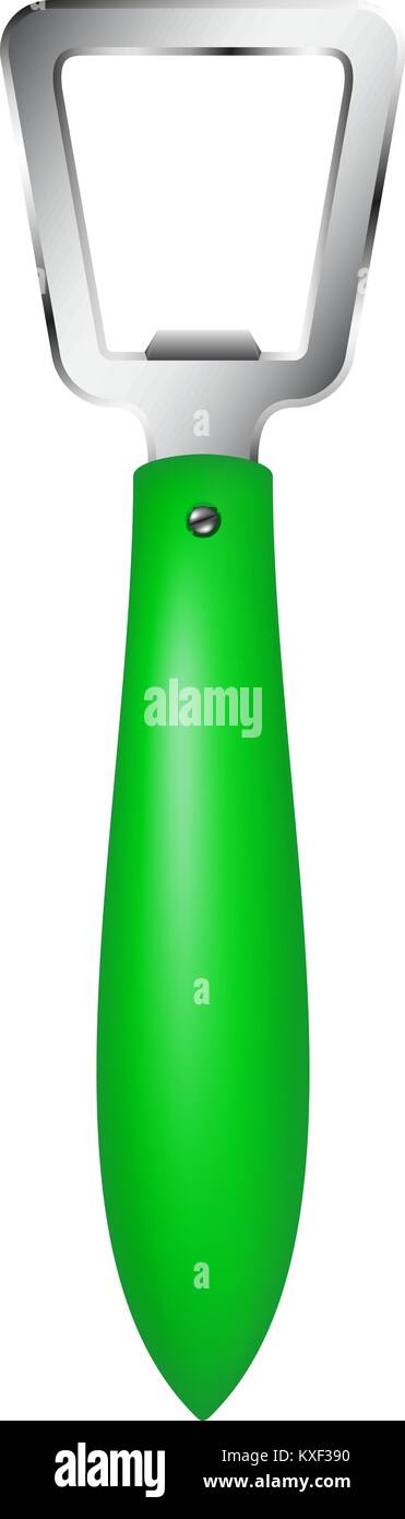 Apribottiglie con manico verde su sfondo bianco Illustrazione Vettoriale