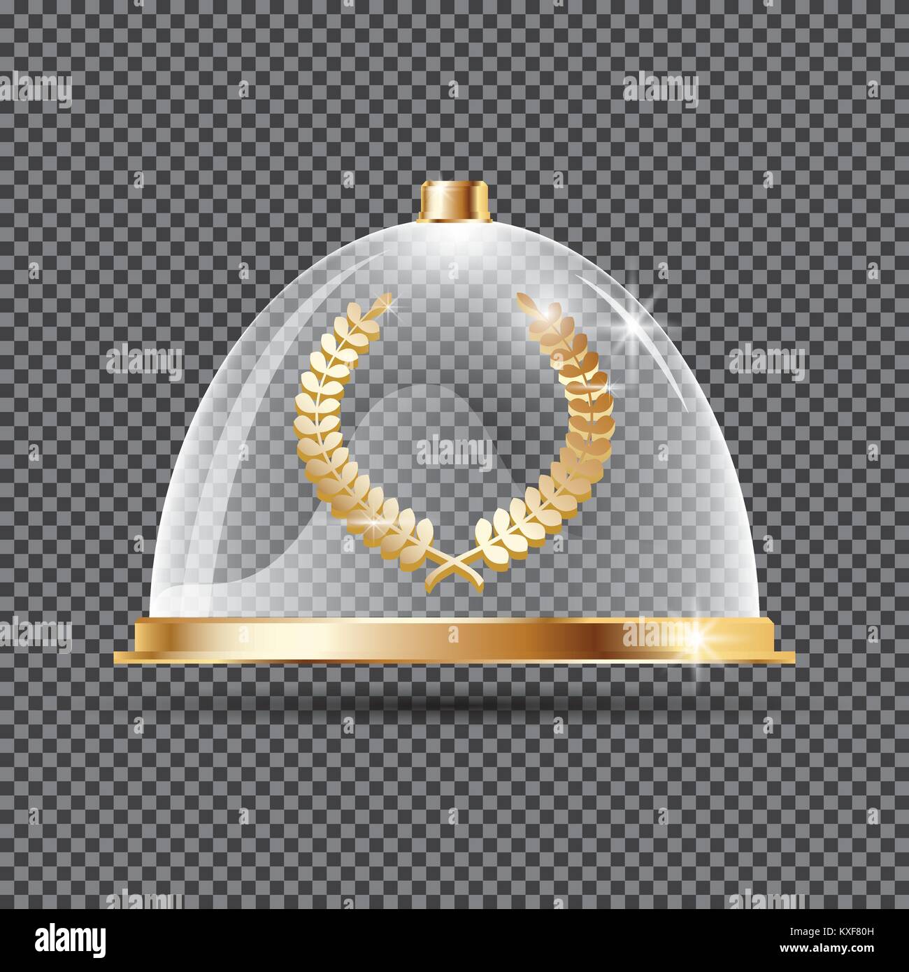 Oro corona di alloro sul podio sotto la cupola di vetro. Illustrazione Vettoriale. Illustrazione Vettoriale