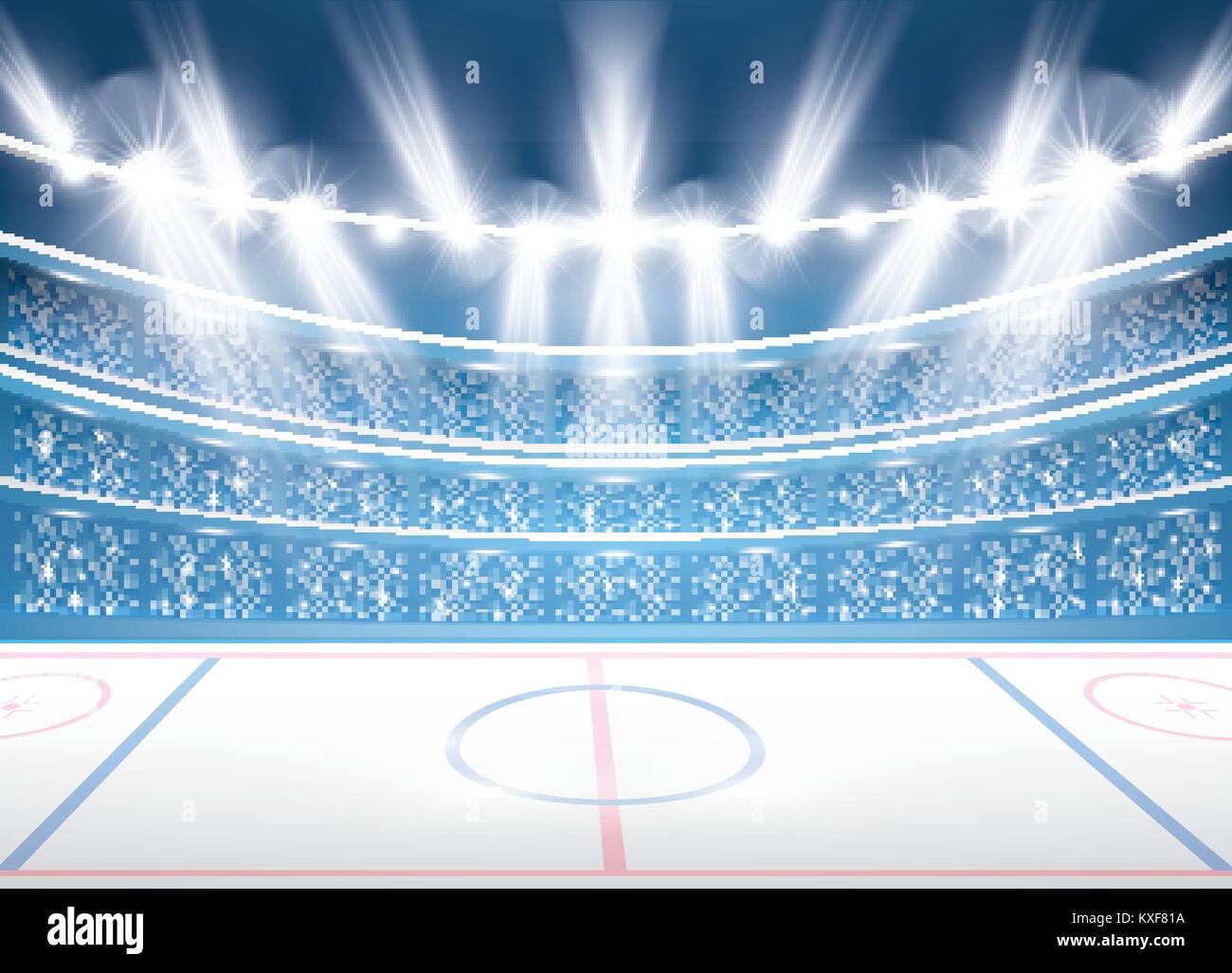 Ice Hockey Stadium con faretti. Illustrazione Vettoriale. Illustrazione Vettoriale