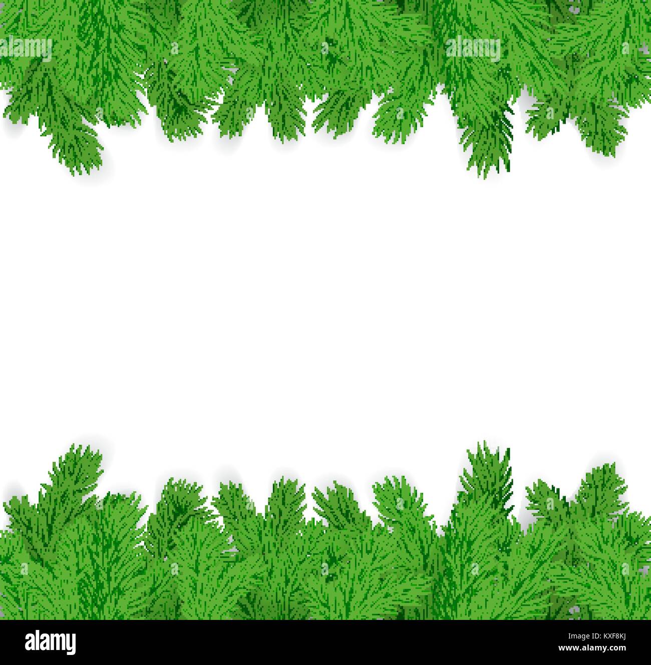 Cornice di verde abete rami su sfondo bianco Illustrazione Vettoriale