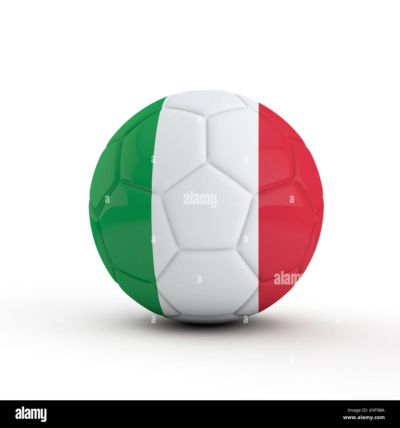 Bandiera dell'Italia soccer football contro uno sfondo bianco. Il rendering 3D Foto Stock