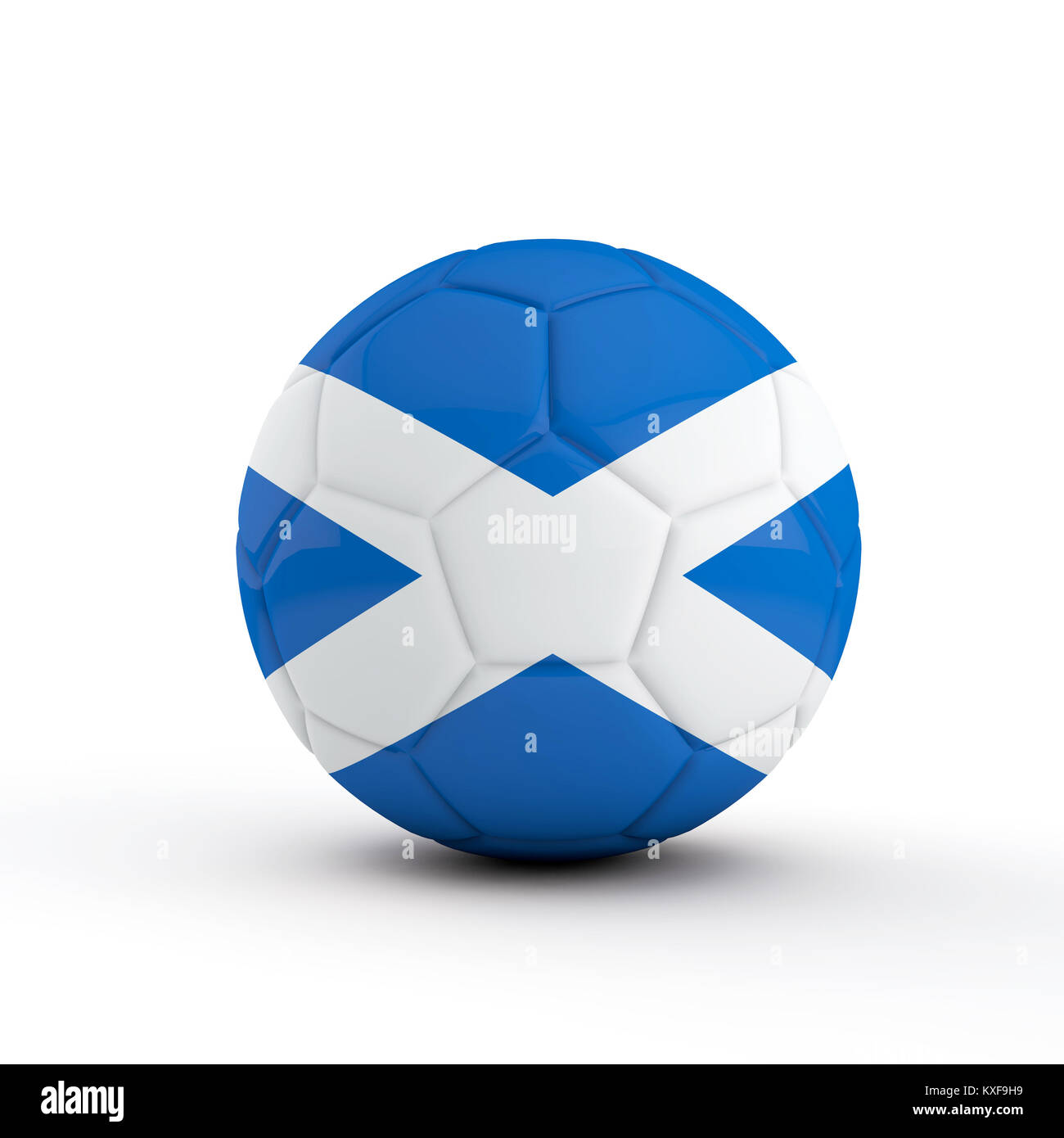 Scozia bandiera soccer football contro uno sfondo bianco. Il rendering 3D Foto Stock